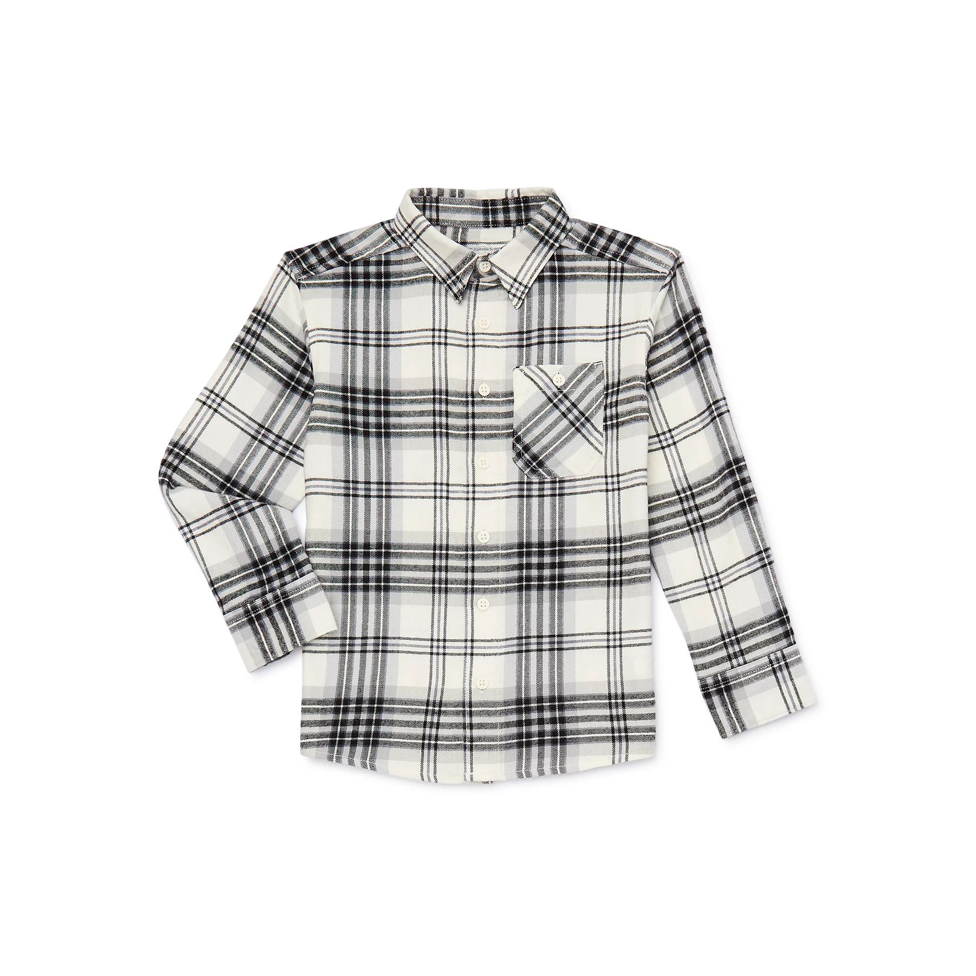 Wonder Nation Boys Long Sleeve Flannel Shirt, Sizes 4-18 & Husky | Walmart (US)