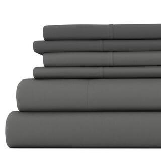 6-Piece Gray Solid Microfiber Queen Sheet Set | The Home Depot
