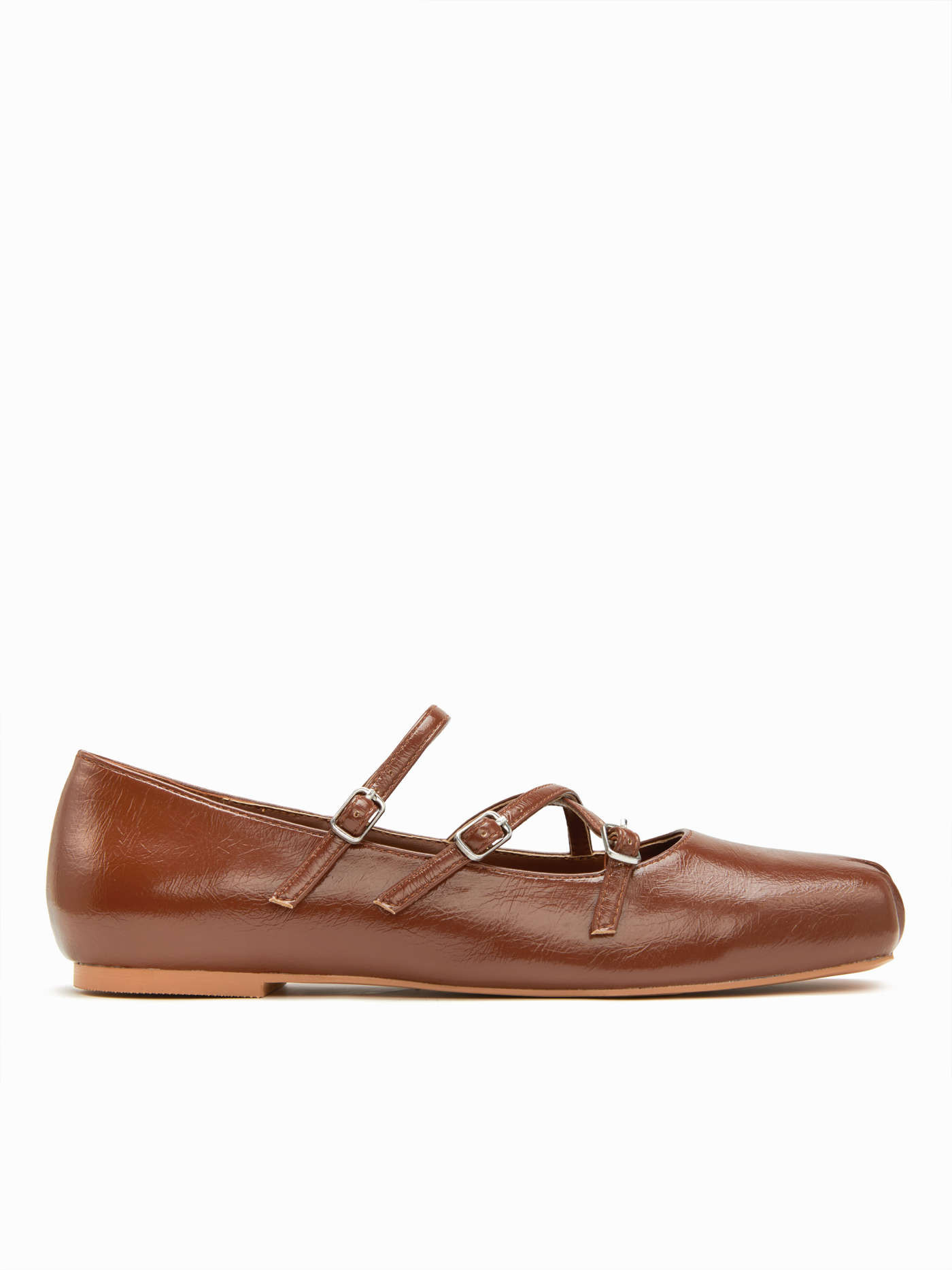 SQUARE TOE BUCKLE MARY JANE FLATS For Daily Casual | Cider