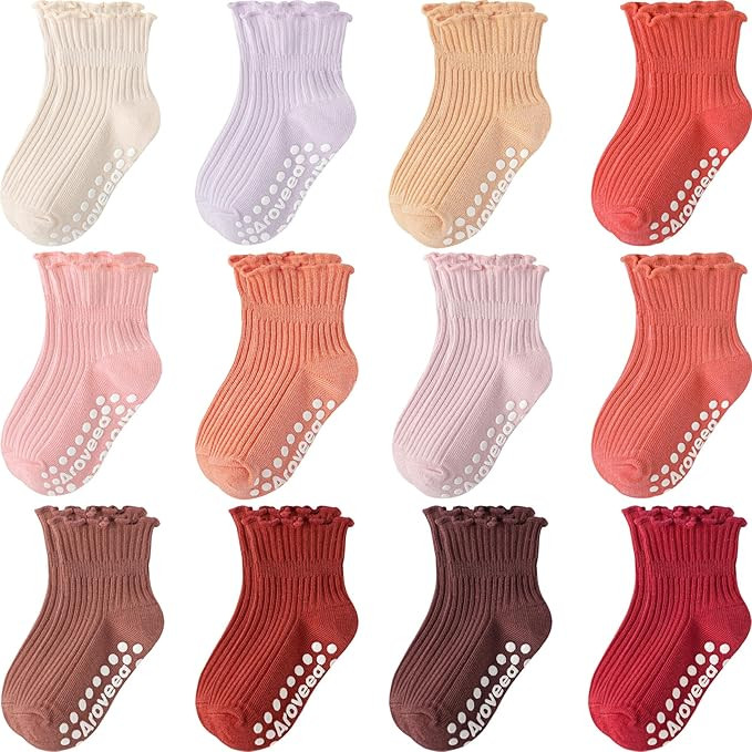 Baby Toddler Socks Grip Non Slip Boys Girls Cotton 12 Pack for Kids Ankle Cute Socks 6M-7Years | Amazon (US)