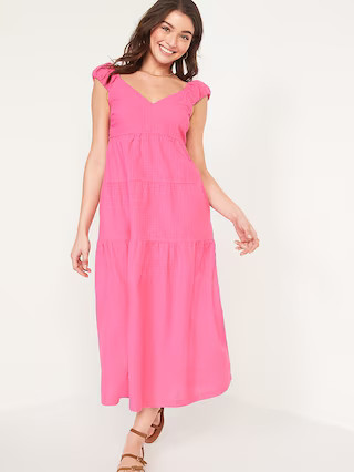 Fit & Flare Tiered Seersucker All-Day Maxi Dress for Women | Old Navy (US)