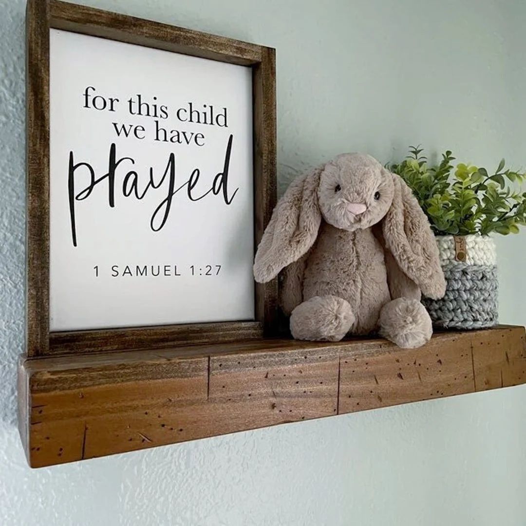 For This Child We Have Prayed Framed Canvas Wall Decor, Background Color & Stain Options, FREE SH... | Etsy (US)