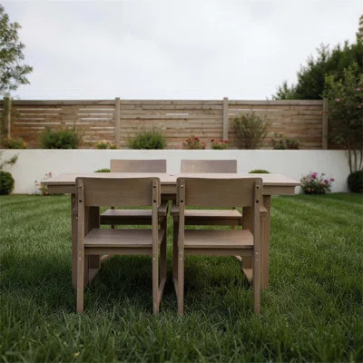 5-Piece HDPE Outdoor Dining Set – All-Weather Patio Table With Umbrella Hole & 4 Armchairs, Durable Garden Furniture For Backyard, Deck, Poolside (Bla | Wayfair North America