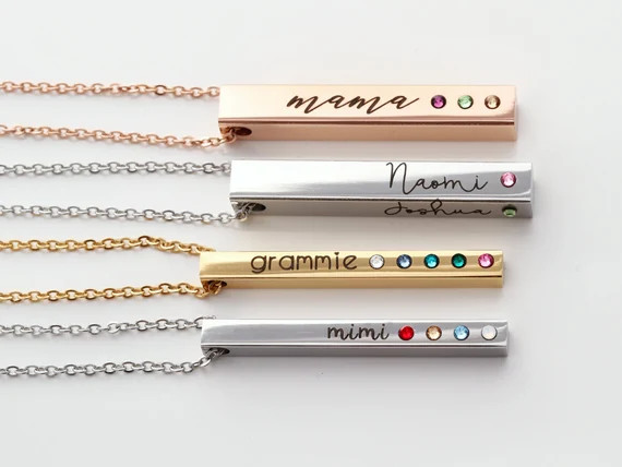 Birthstone Bar Necklace / Mother's Day Gift / Birthstone | Etsy | Etsy (US)