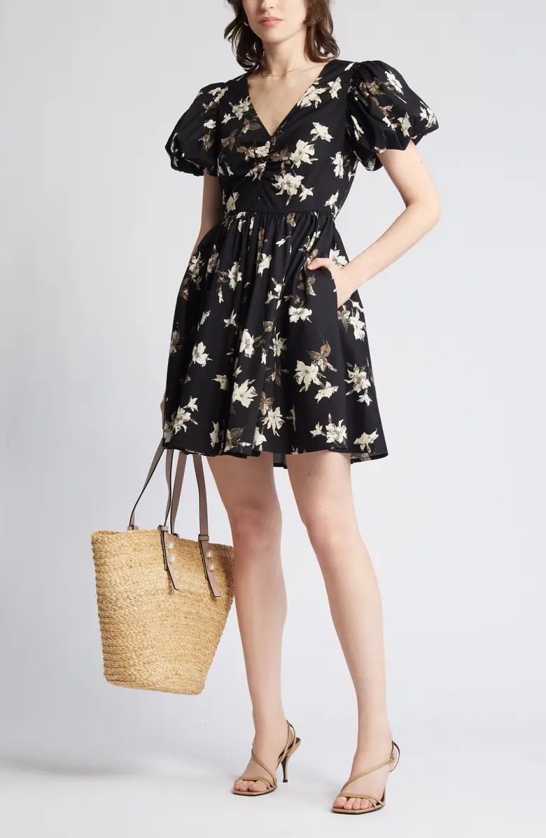 Floral Puff Sleeve Cotton Dress | Nordstrom