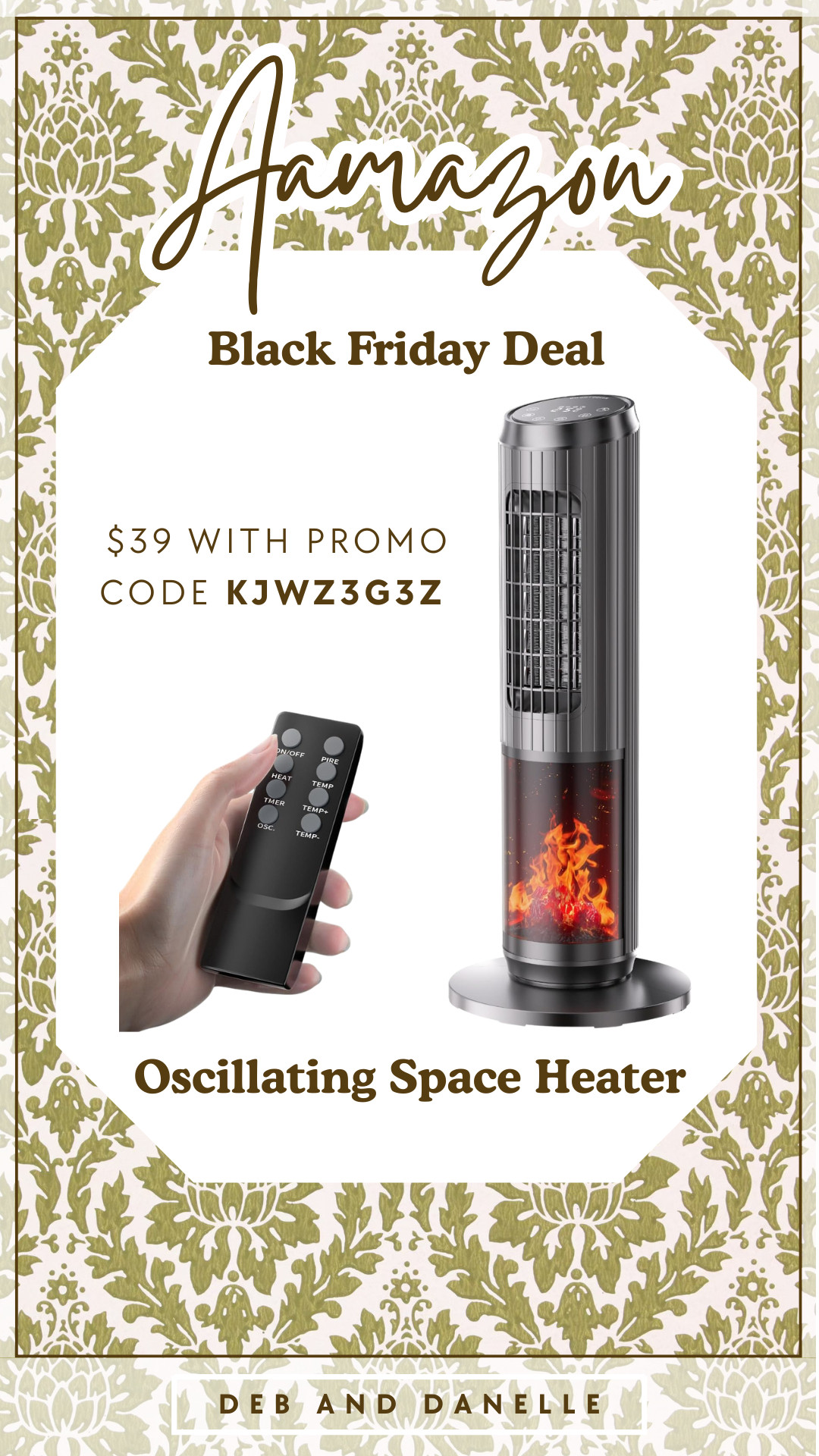 Use the discount to get this oscillating space heater for only $39 on @Amazon! This space heater has a remote as well as faux flames for a cozy home feel.  

 #LTKCyberWeek #LTKGiftGuide #LTKSaleAlert