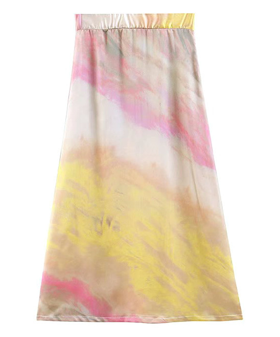 Evia Women's Casual Skirts Pink - Yellow & Pink Tie-Dye Midi Skirt - Women | Zulily