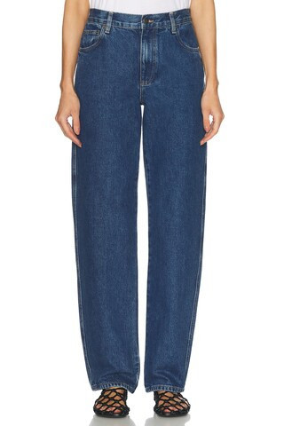 Matteau Relaxed Wide Leg Jeans in Classic Wash - Blue. Size 4 (also in 1). | FWRD 