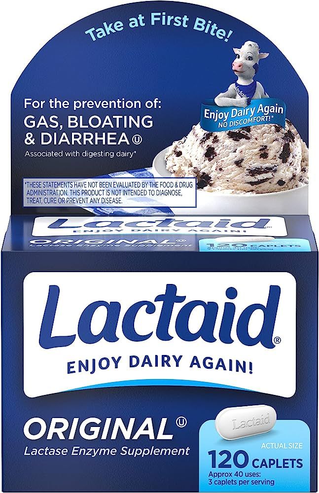 Lactaid Original Strength Lactose Intolerance Relief Caplets with Natural Lactase Enzyme, Dietary Su | Amazon (US)