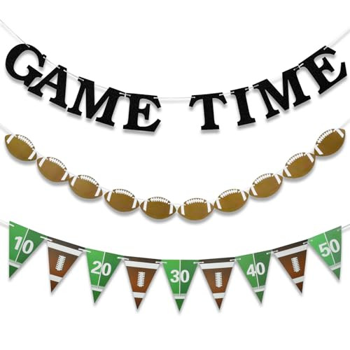 Game Time Football Banner, Football Garland for Football Party Decorations, Football Party Banner Football Party Decor Pennant, Sports Game Day Football Party Supplies Football Themed Decorations | Amazon (US)
