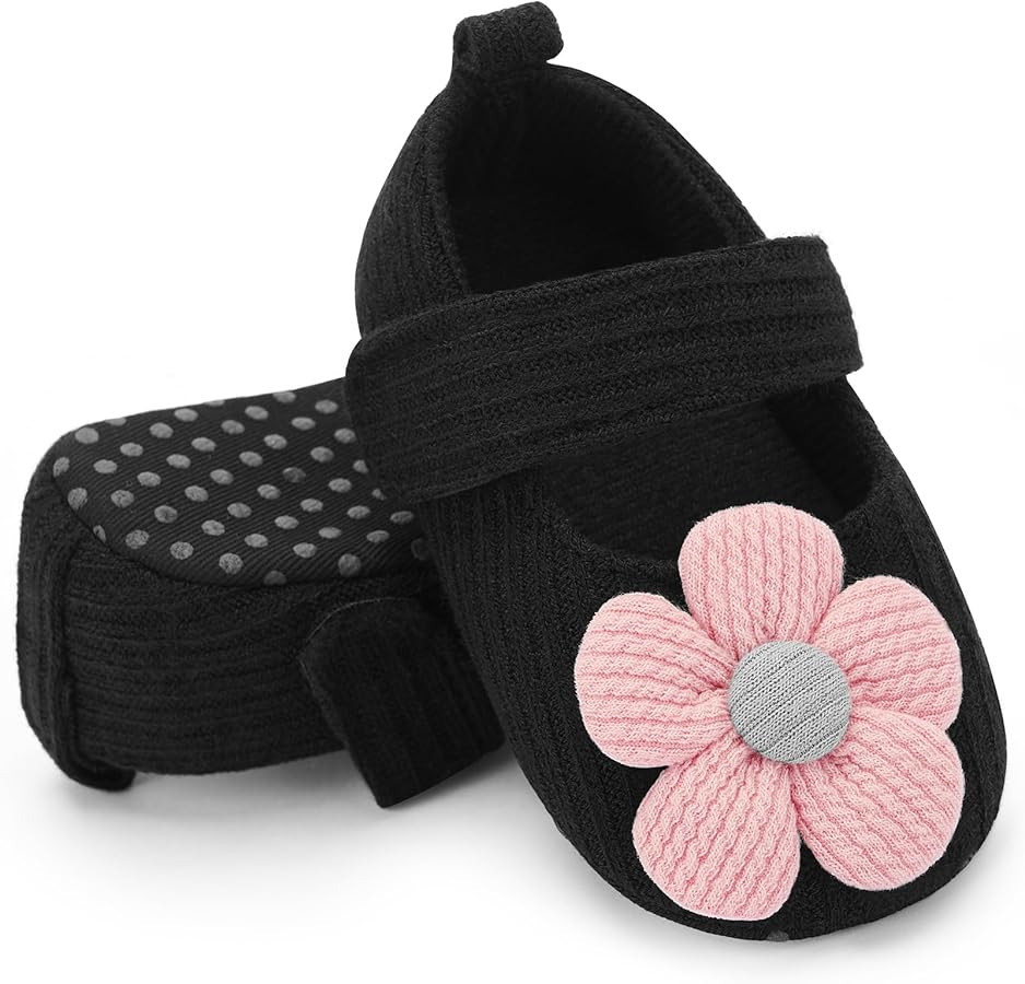BACSAC Baby Girls Mary Jane Flats with Bow Soft Sole Non-Slip Crib Shoes Infant Toddler First Wal... | Amazon (US)
