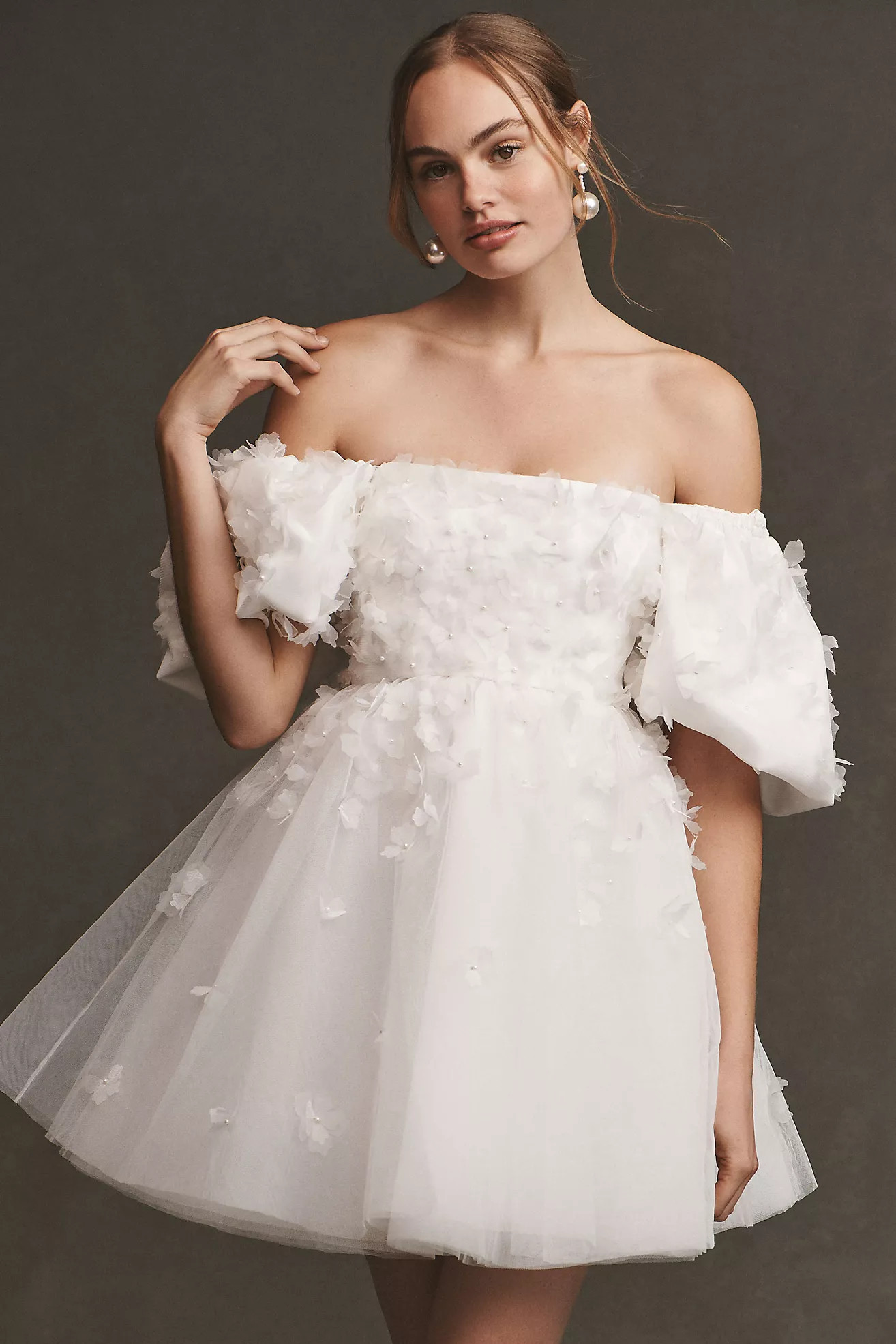 BHLDN Cleo Square-Neck Puff-Sleeve Mini Dress | Anthropologie (US)