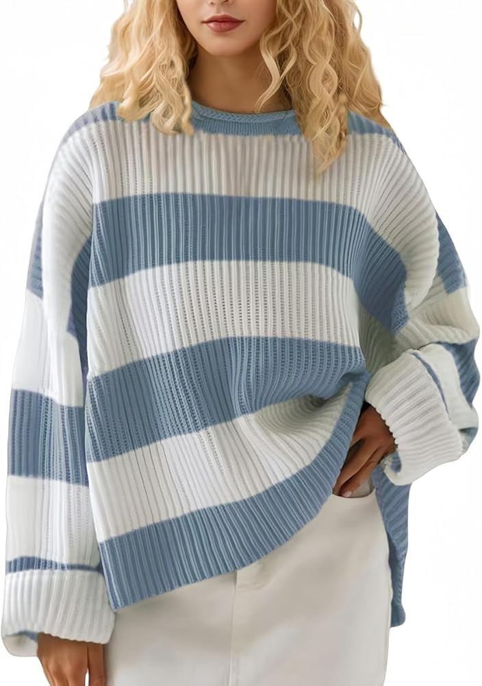 Simier Fariry Women Fall Oversized Pullover Sweater Drop Shoulder Long Sleeve Comfy Knitwear Retr... | Amazon (US)