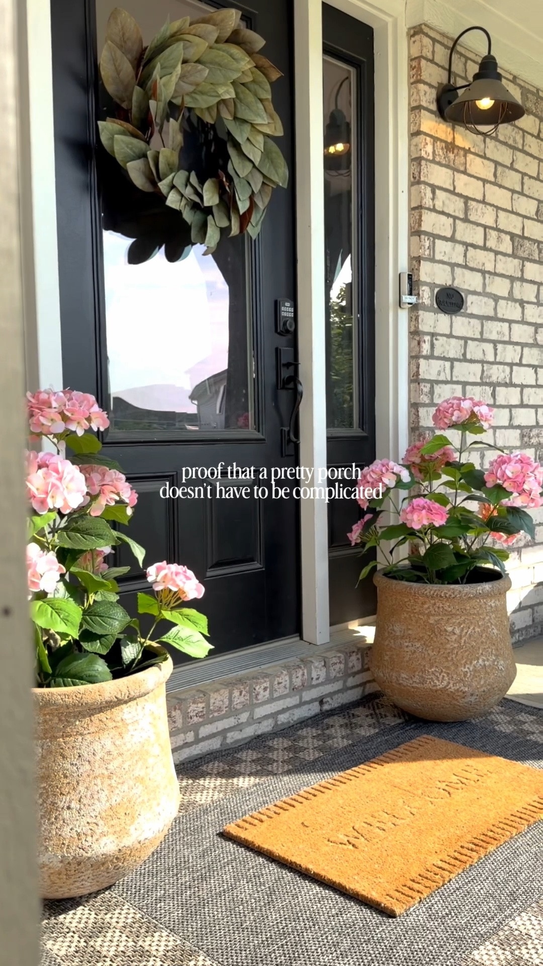KISS: keep it simple, sis.

I wanted our porch to be cute but simple for the summer. Since I didn’t get around to styling it for spring, I added in some color with these pretty pink faux hydrangea bushes & I looooove how well they pair with those sandstone planters 😍

Summer porch, front porch, porch styling, outdoor decor, porch decor, patio styling, summer decor, front door, farmhouse porch, outdoor planters, faux plants, Target finds, Amazon finds, affordable decor, home styling, home decor, summer wreath

#LTKHome #LTKSeasonal