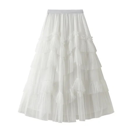 Easyoyo Women s Elastic Waist Tutu A-Line Layered Ruffles Tiered Skirt Solid Color Sheer Tutu Tulle  | Walmart (US)