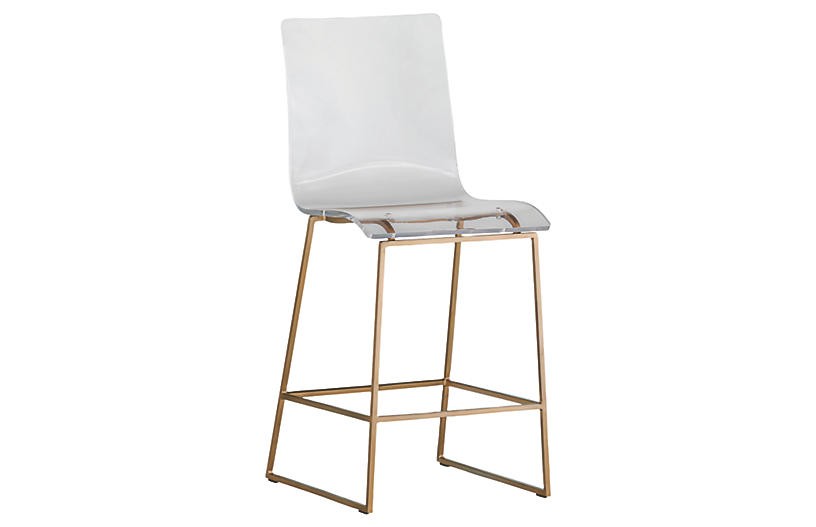 King Acrylic Counter Stool, Gold | One Kings Lane