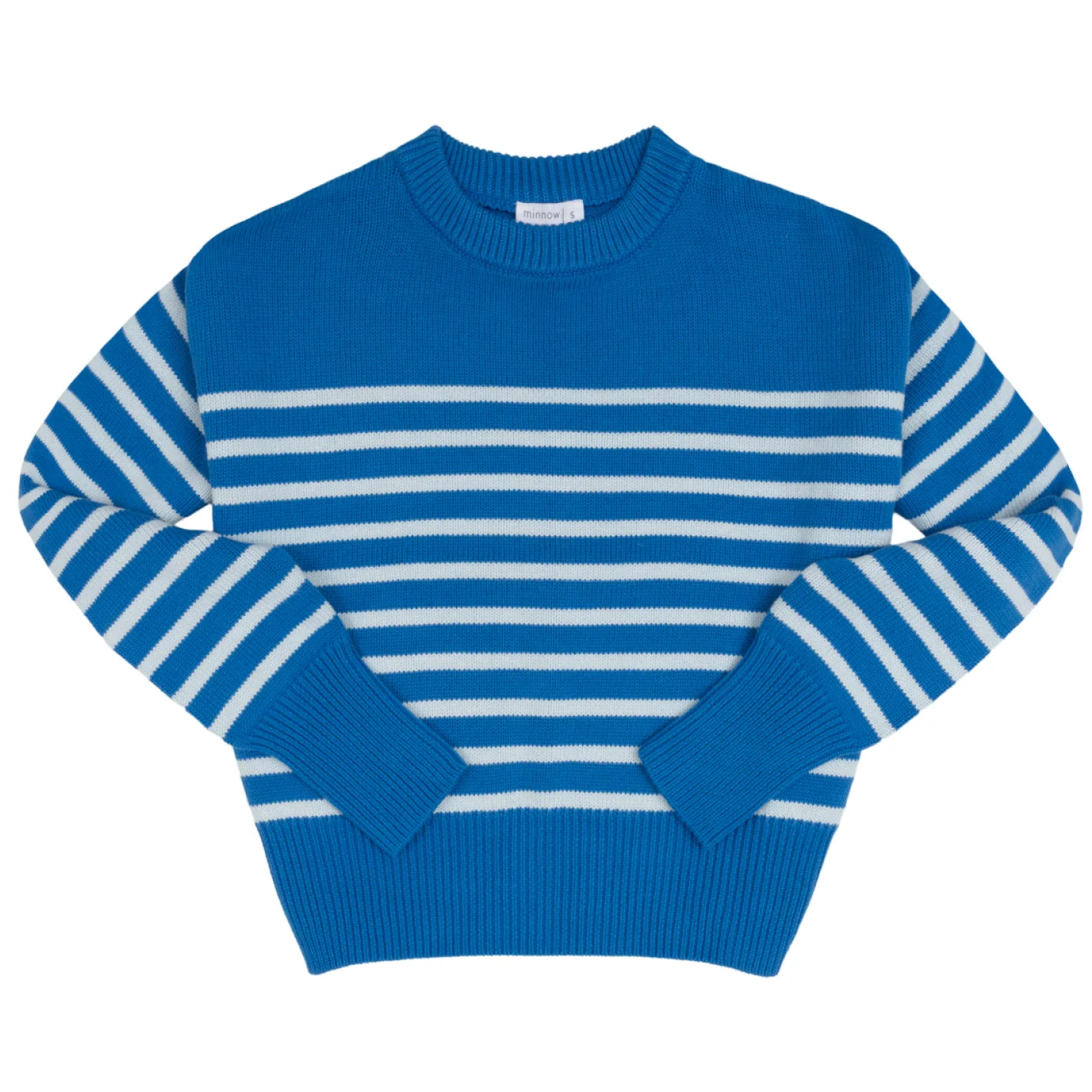 women's regatta and light blue stripe cropped knit sweater | Minnow