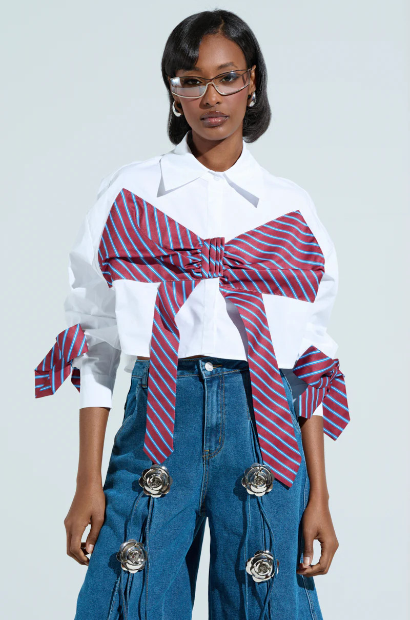 TIED TO YOU BUTTON DOWN BLOUSE | AKIRA