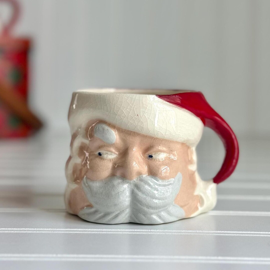 Vintage Hand Painted Ceramic "Side Eye" Santa Mug - Vintage Santa, MCM Christmas, Christmas Colle... | Etsy (US)