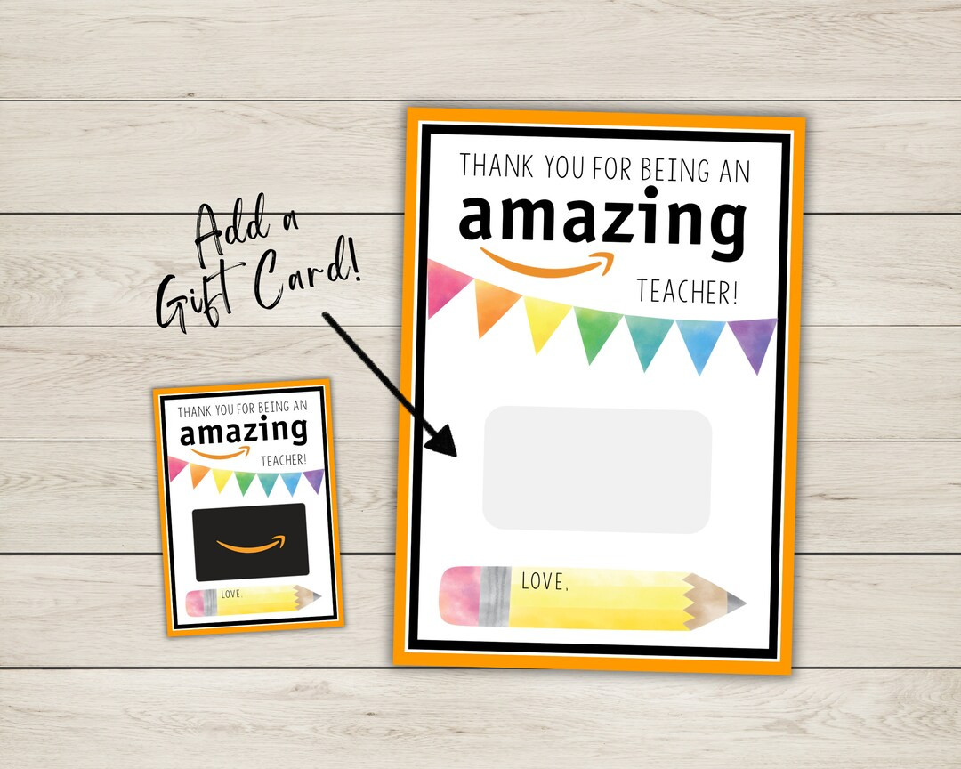 Teacher Appreciation Amazon Gift Card Teacher Gift Card Template Amazon Teacher Appreciation Than... | Etsy (US)