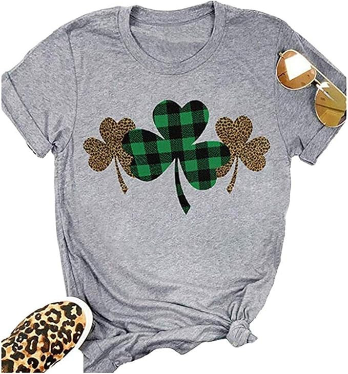 Beopjesk Women's St Patrick's Day T-Shirt Lucky Irish Shamrock Paddy's Day Graphic Tees Tops | Amazon (US)