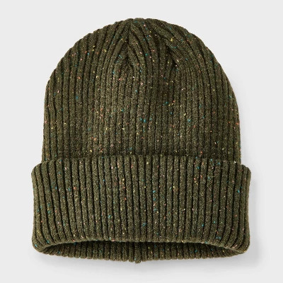 Men's Speckle Ribbed Beanie - Goodfellow & Co™ Olive Green | Target