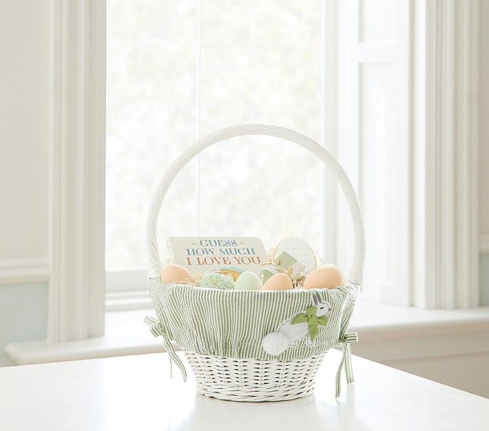 Bunny Appliqué Seersucker Easter Basket Liners | Pottery Barn Kids