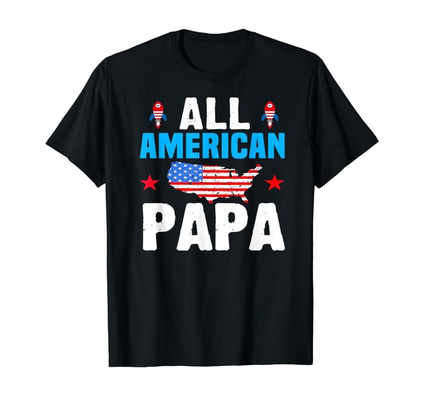 All American Papa 4th of July USA Family Matching Outfit T-Shirt | Amazon (US)