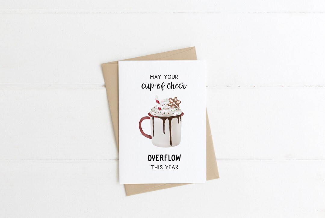 Christmas Pun Card: May Your Cup of Cheer Overflow This Year - Etsy | Etsy (US)