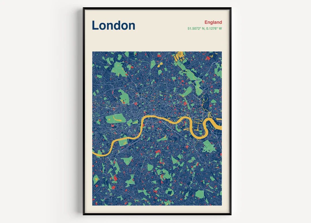 London Map Print London Map Poster Colour London City Map - Etsy | Etsy (US)