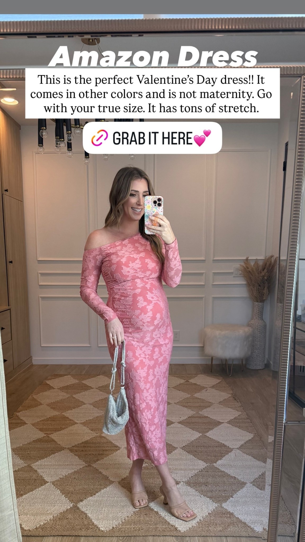 Amazon Dress This is the perfect Valentine’s Day dress!! It comes in other colors and is not maternity. Go with your true size. It has tons of stretch.