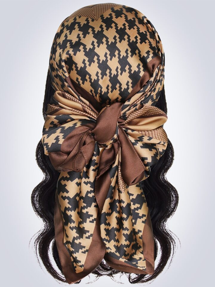 1pc Houndstooth Print Bandana Women Head Scarf Fashion Head Scarf | SHEIN