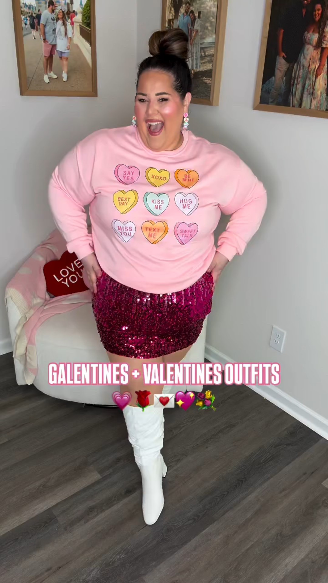 Cutie Valentine’s Day + Galentines Day looks- all curvy friendly and available to ship in time for the holiday! 🥰💗✨ I’m in the XL or XXL in everything, and I’m typically a US 18/20 for sizing reference! ❤️💌 

These sweatshirts are also perfect to style with jeans or leggings if you want a super easy + casual look for valentines! 😍

#LTKMidsize #LTKPlusSize #LTKValentine