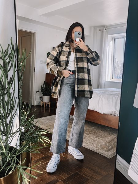 Washed black jeans with a plaid shacket and converse. Casual winter outfit ideas 

#LTKfindsunder100 #LTKMostLoved #LTKstyletip
