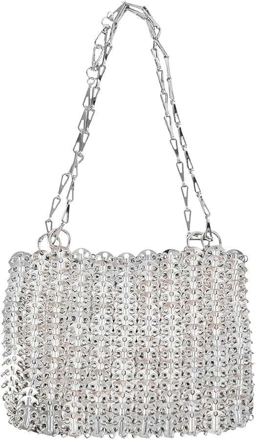 Novelty Metal Sequins Purse Hollow Out Metallic Evening Bag Glittering Ladies Crossbody Bag Beade... | Amazon (US)