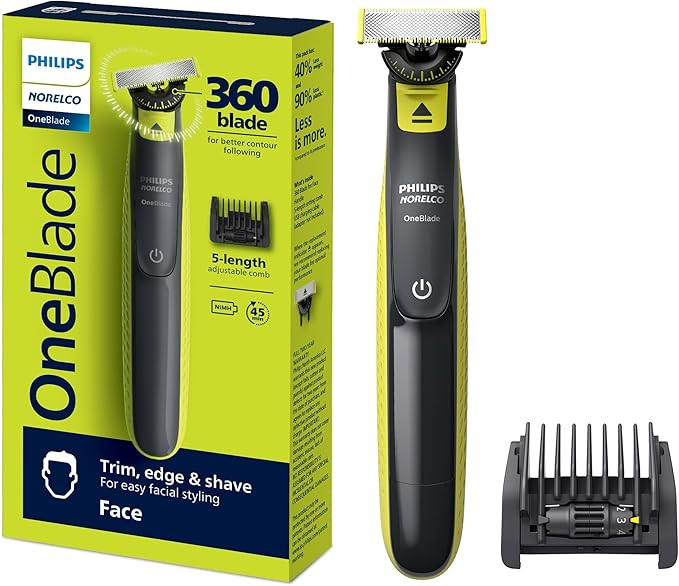 Norelco Philips OneBlade 360 Hybrid Face, Electric Beard Trimmer and Shaver, with 360 Blade Techn... | Amazon (US)