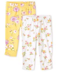 Baby Girls Floral Knit Pants 2-Pack | The Children's Place  - SUNSET GOLD | The Children's Place