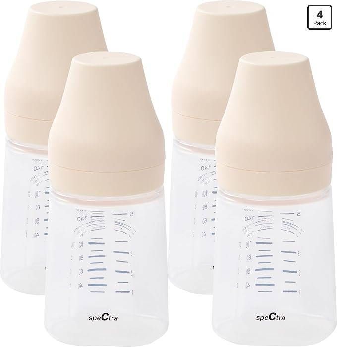 Spectra - Wide Neck Baby Bottles - Compatible with Spectra Breast Milk Pump Flanges (Pack of 4) | Amazon (US)