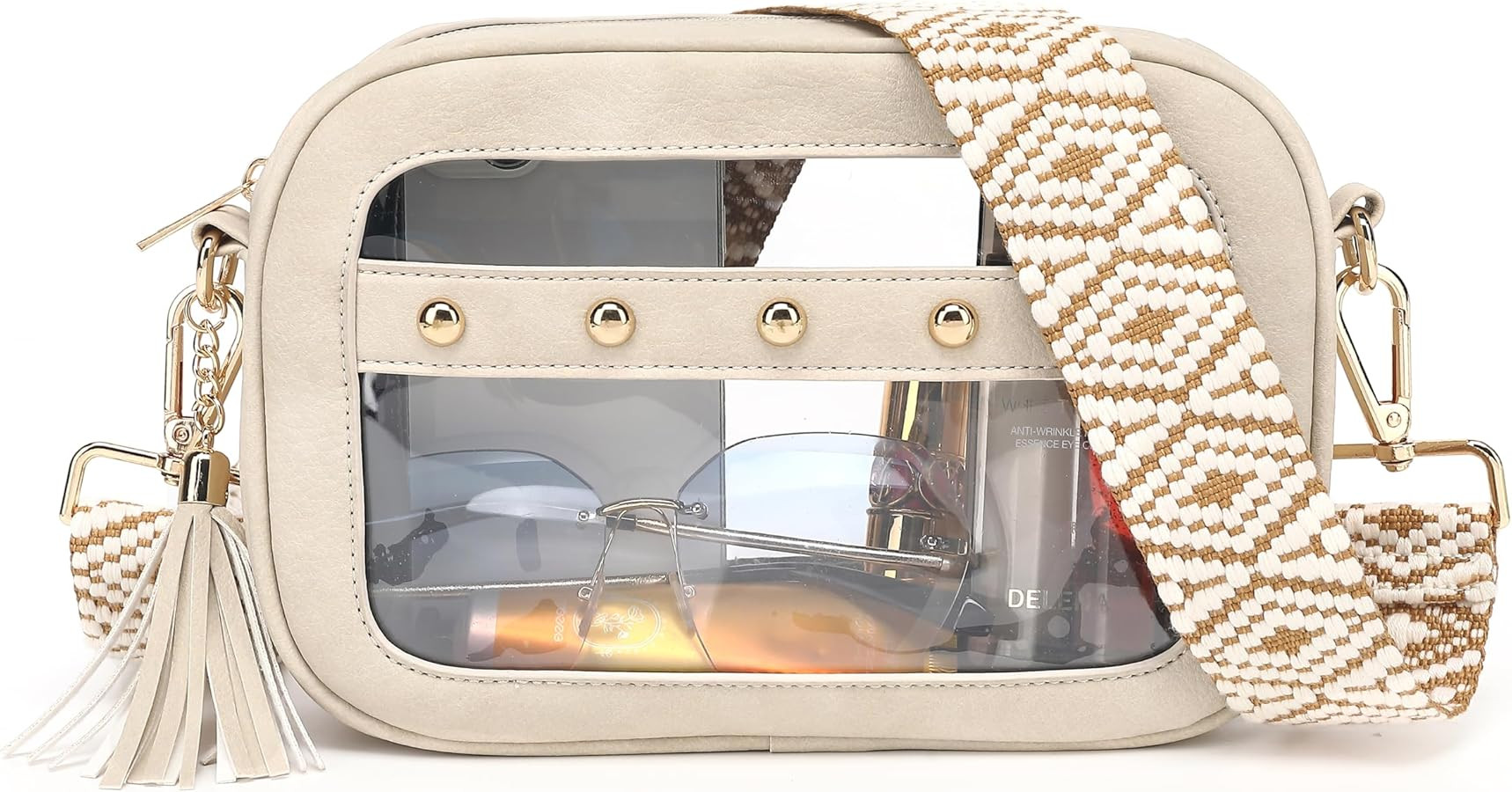 LOXOMU Clear Stadium Bag for Women - Small Clear Crossbody Purse with Guitar Strap, Clear Bag for... | Amazon (US)