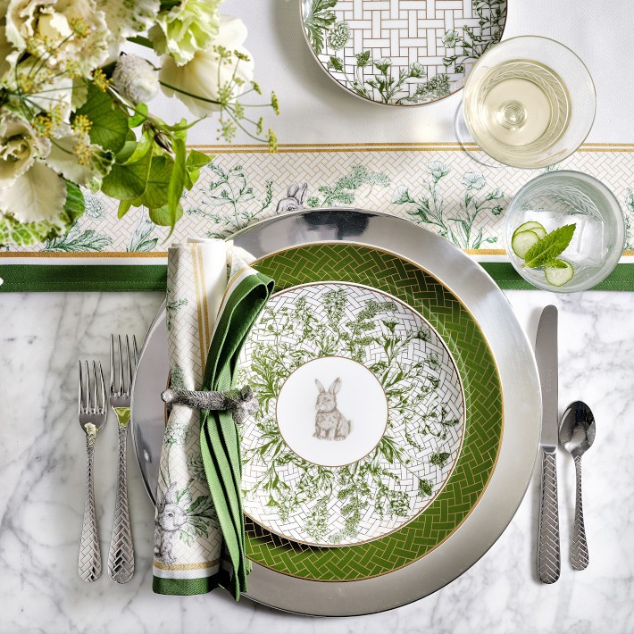 Garden Lattice Dinner Plates, Green Rim | Williams-Sonoma