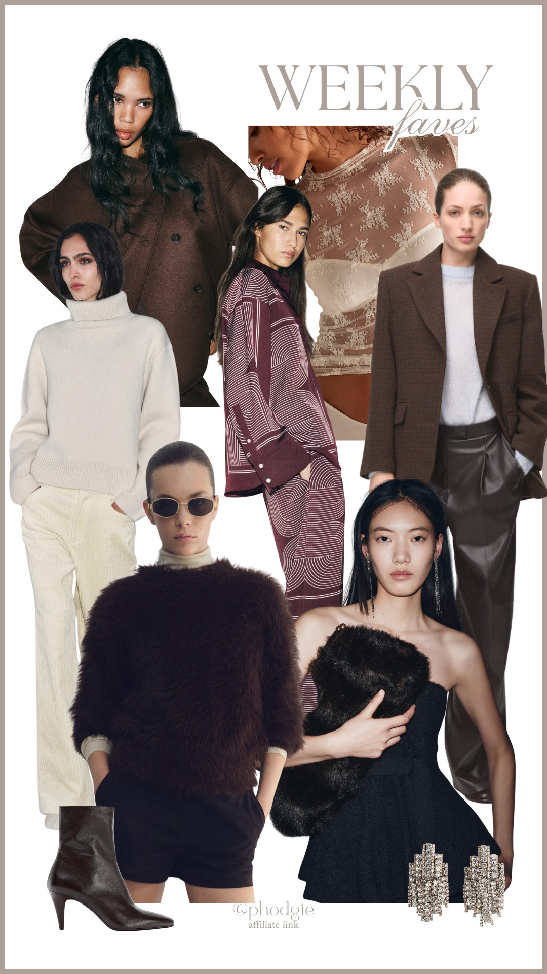 H&M, Mango, Zara, Free People, Straight Trousers, Rhinestone Earrings, Faux-Fur Sweater, Oversized Twill Shirt, Faux-Leather Trousers, Soft Crossover Jacket, Leather Heeled Ankle Boots, Wool High-Neck Jumper, Faux Fur Clutch, Flare Corduroy Trousers, Lady Lux Layering Top 

 #LTKuk #LTKwinter #LTKstyletip