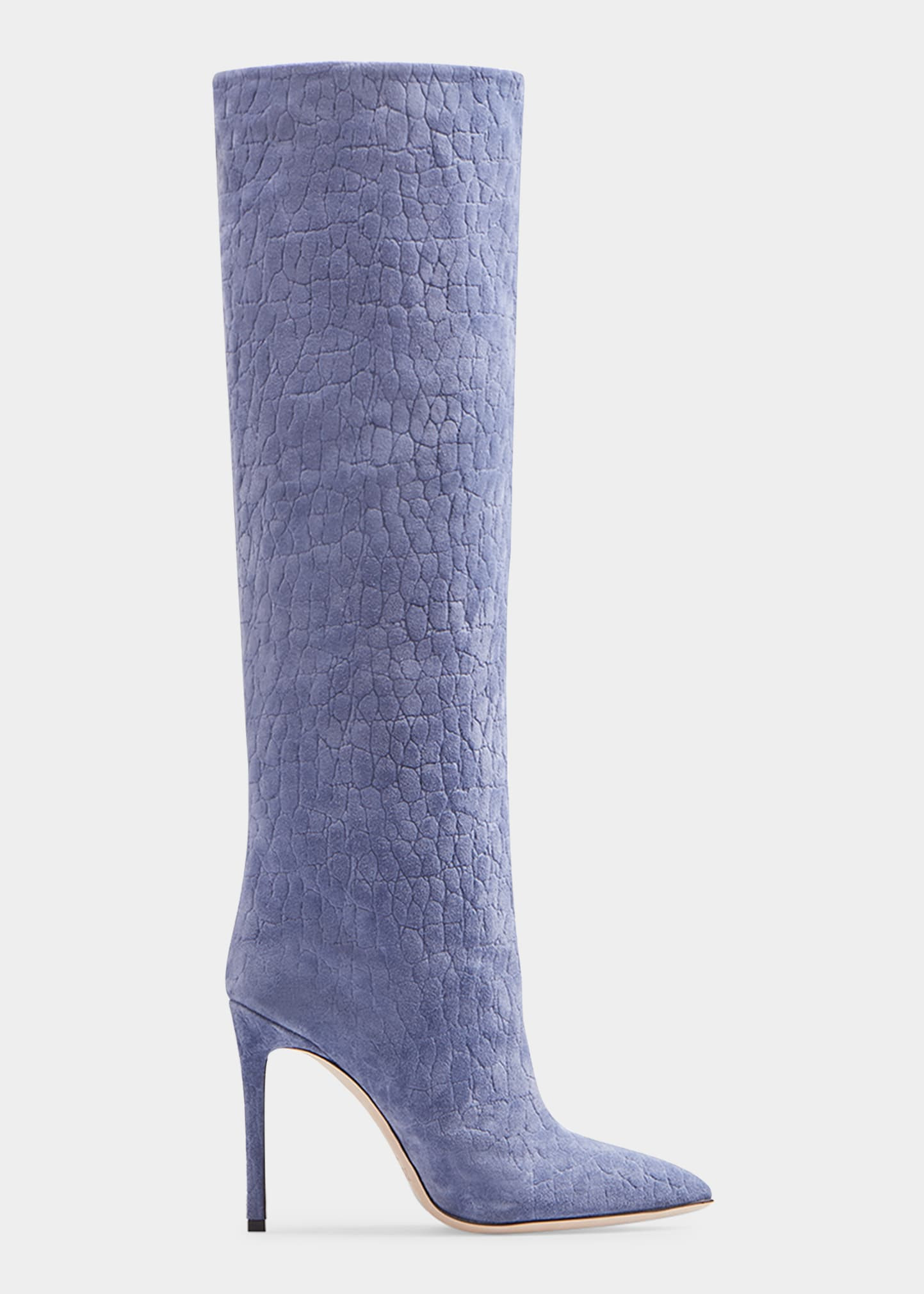 Croc-Stamped Suede Stiletto Boots | Bergdorf Goodman