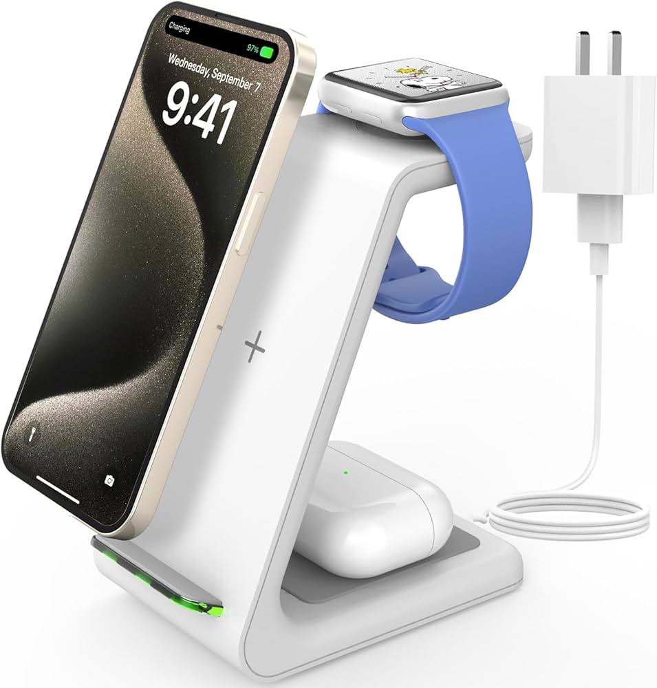 JoyGeek 3 in 1 Wireless Charging Station for Apple, Wireless Charger Stand for iPhone 15/14/13/12... | Amazon (US)