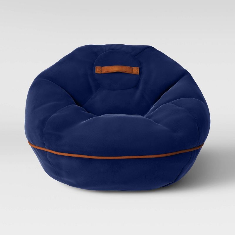 Bean Bag Chair with Suede Piping Navy - Pillowfort™ | Target