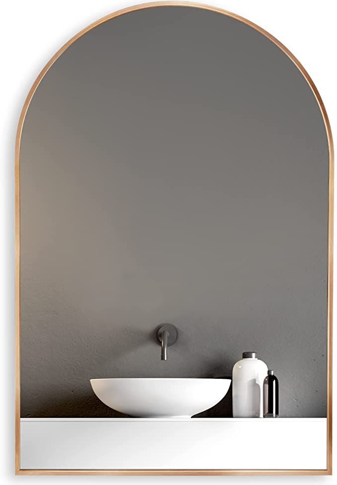 HOWOFURN 24*36" Arched Wall Mounted Mirror, Wall Decor, w/ Metal Frame for Bathroom, Bedroom, Ent... | Amazon (US)