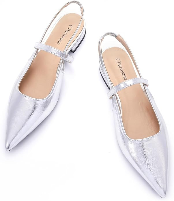 C.Paravano Women's Slingback Flats Pointed Toe Slingback Shoes Women's Pointed Toe Slingback Heel... | Amazon (US)