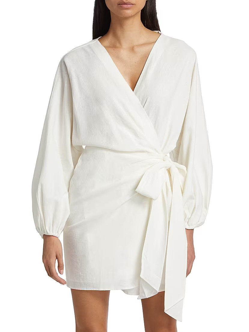 Dolman-Sleeve Wrap Minidress | Saks Fifth Avenue