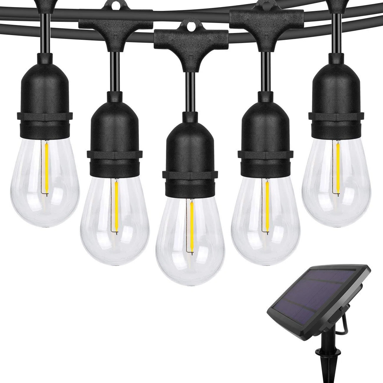 Keirstan 48FT Solar Powered Outdoor String Lights with 15 Shatterproof S14 Bulbs | Wayfair North America