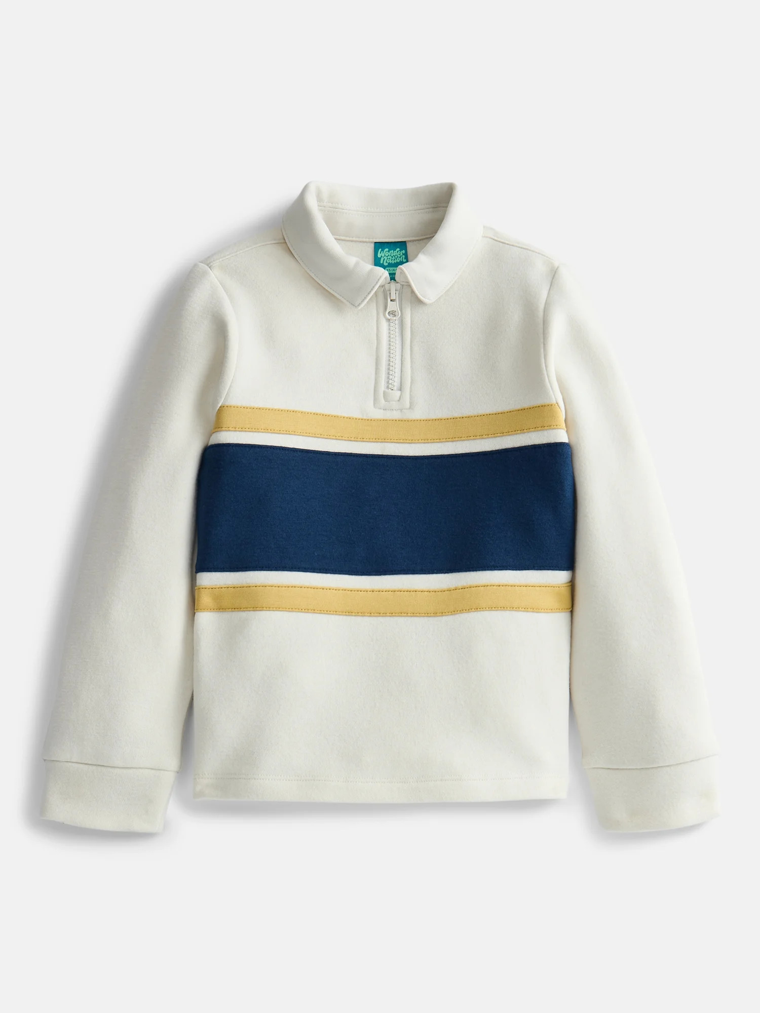 Wonder Nation Boys' Quarter Zip Rugby Fleece Pullover, Sizes 4-18 & Husky | Walmart (US)