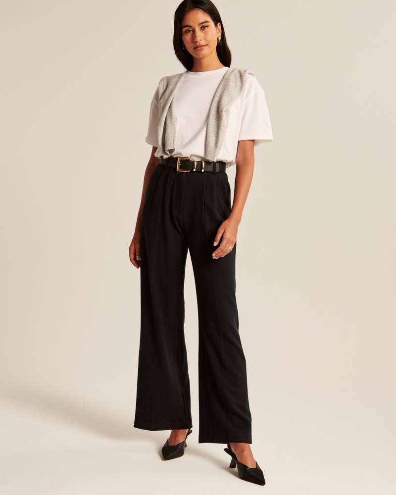 Brushed Suiting Tailored Wide Leg Pants | Abercrombie & Fitch (US)